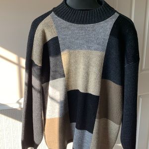 Womens color block mock turtle neck sweater size L